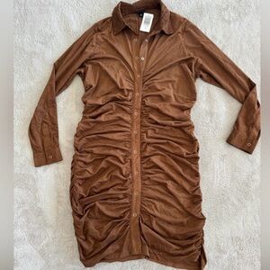 Torrid Faux Suede Ruched Collared Dress Large